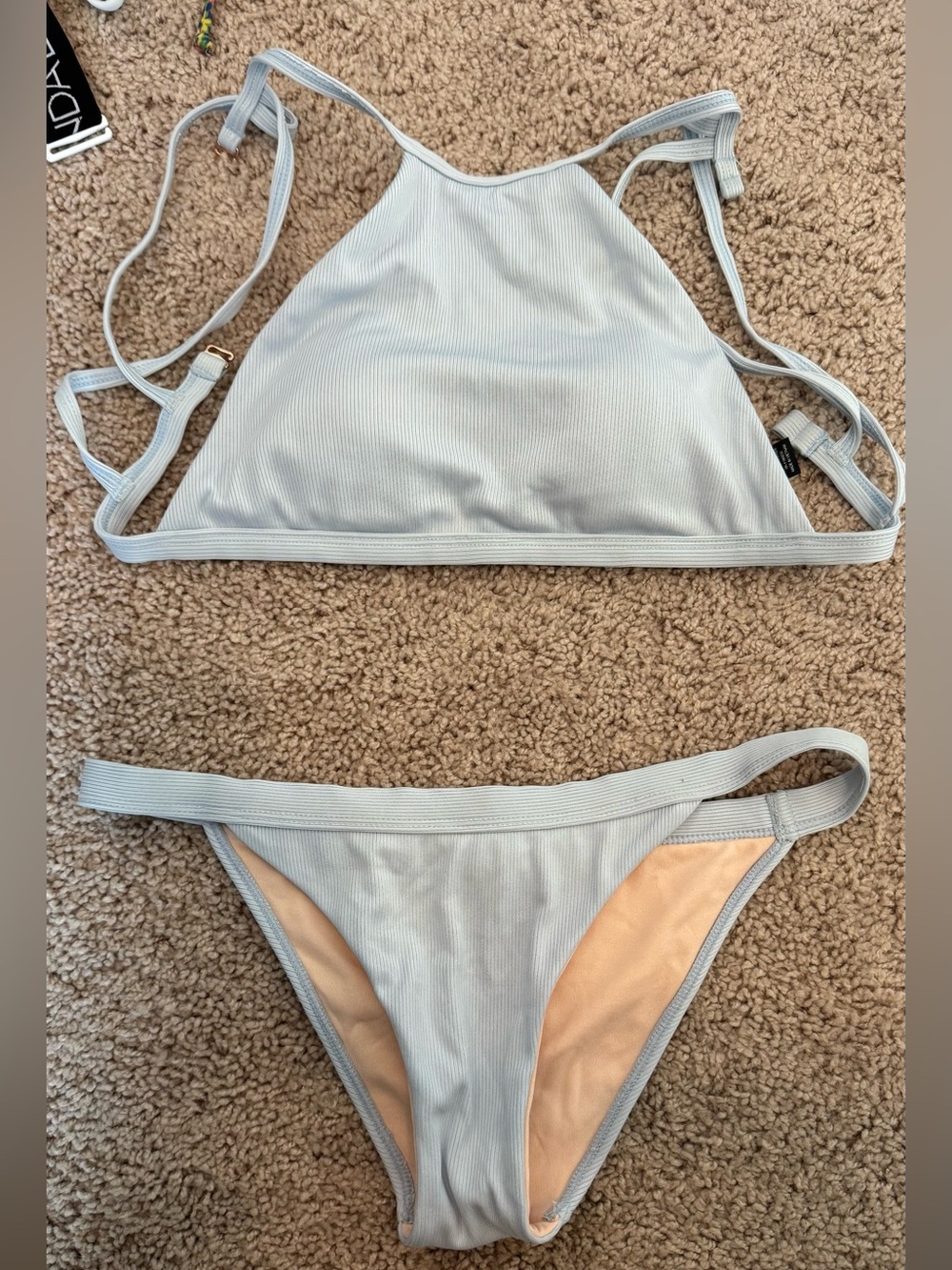 Light Blue Ribbed Bikini Set